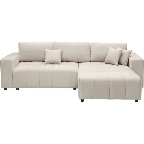 Canapé D'angle Convertible Style Bubble Tissu Chenille "george" 4 Places - Beige