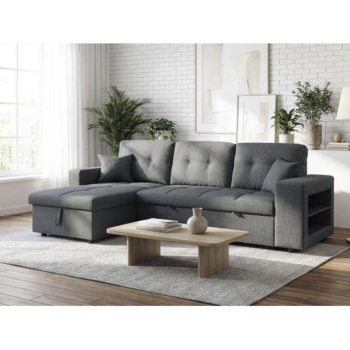Canapé D'angle Convertible/réversible Tissu Style Bubble "axel" - 3 Places - Gris