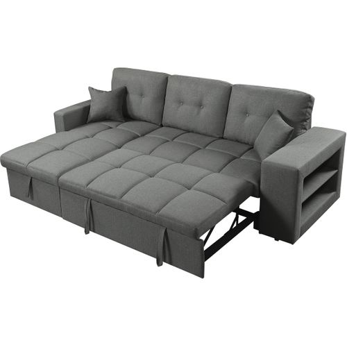 Canapé D'angle Convertible/réversible Tissu Style Bubble "axel" - 3 Places - Gris
