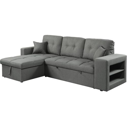 Canapé D'angle Convertible/réversible Tissu Style Bubble "axel" - 3 Places - Gris