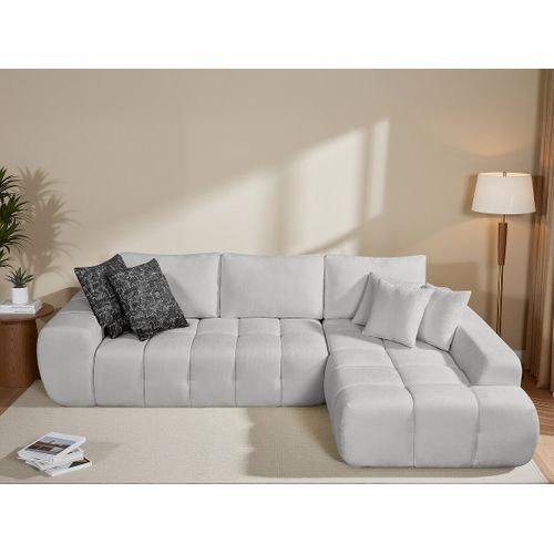 Canapé D'angle Droit En Tissu Style Bubble "sidonie" - 4 Places - Gris