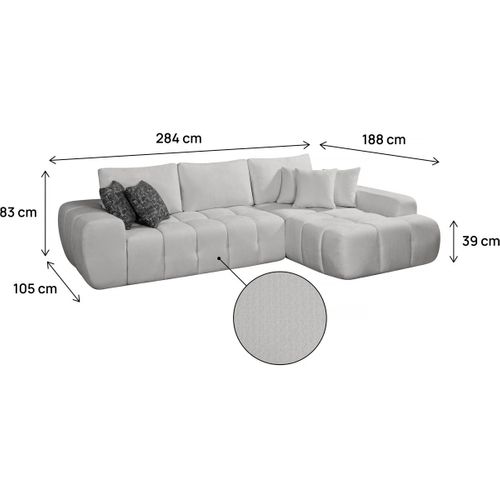 Canapé D'angle Droit En Tissu Style Bubble "sidonie" - 4 Places - Gris