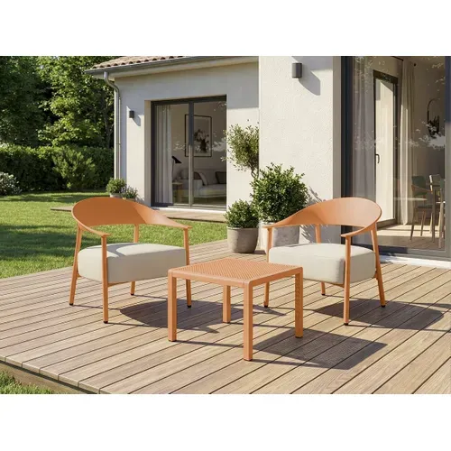 Lot De 2 Fauteuils De Jardin En Plastique Et Métal "céora" - Orange