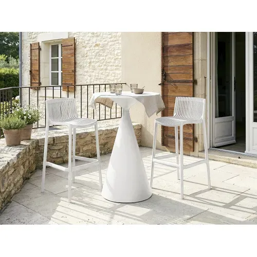 Table Et Chaises Hautes De Jardin Bistrot Empilables "néora" - 2 Places - Blanc