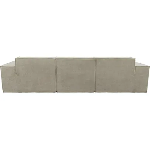 Canapé Compressé Avec Ottoman En Tissu Texturé "lusso" - 4 Places - Beige