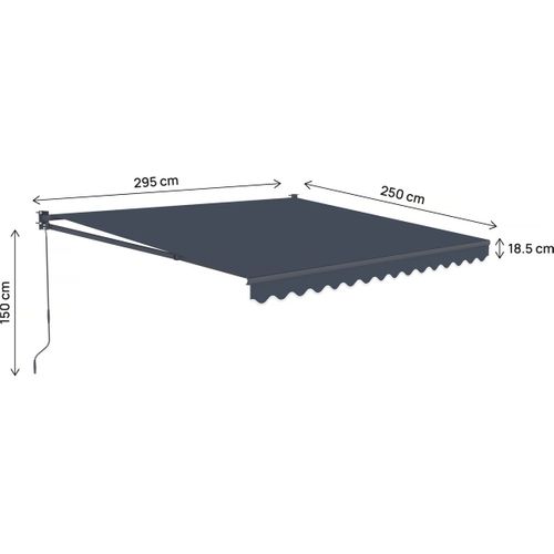 Auvent Store Banne Rétractable En Aluminium 2,5 X 3 M "ombra 3" - Gris Anthracite
