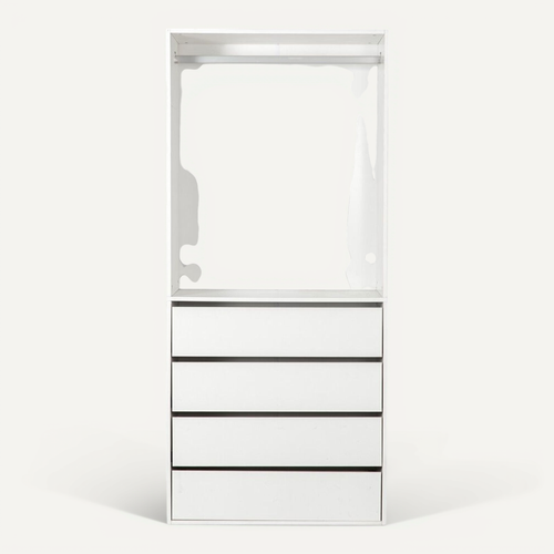 Armoire Avec 4 Tiroirs Et 1 Penderie "opéra" - 80 X 45 X 180 Cm - Blanc