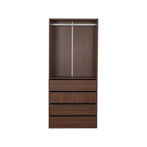 Armoire Avec 4 Tiroirs Et 1 Penderie "opéra" - 80 X 45 X 180 Cm - Marron
