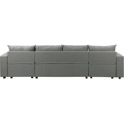 Canapé Panoramique Convertible 4 Places "Victor" Gris - Couchage 113x264 cm