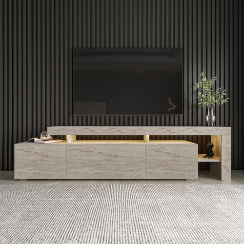 Meuble TV En Bois "beliz" - 192 X 37 X 53 Cm - Travertin