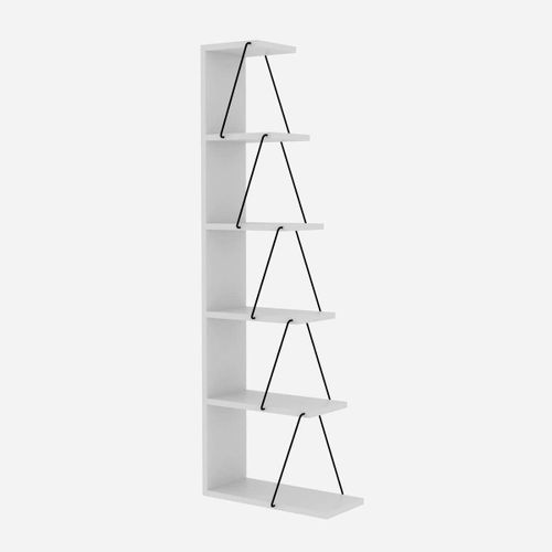 Bibliothèque En Bois "ayder" - 50 X 22 X 150 Cm - Blanc