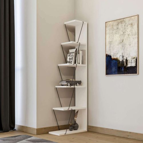 Bibliothèque En Bois "ayder" - 50 X 22 X 150 Cm - Blanc
