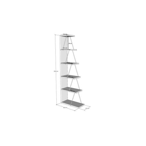 Bibliothèque En Bois "ayder" - 50 X 22 X 150 Cm - Blanc