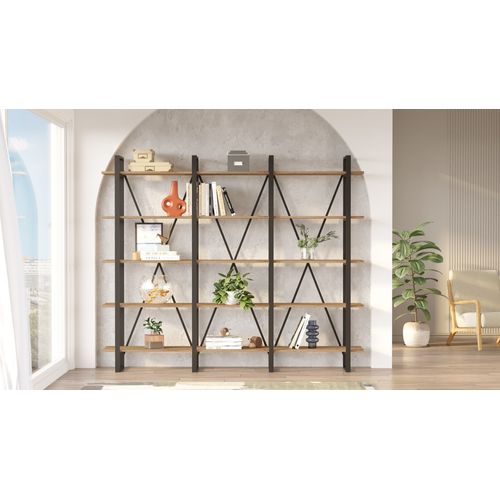 Bibliothèque En Bois "ml4" - 219 X 34 X 180 Cm - Pin Atlantique