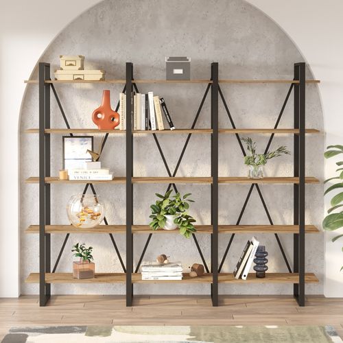 Bibliothèque En Bois "ml4" - 219 X 34 X 180 Cm - Pin Atlantique