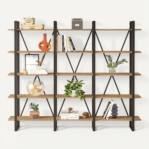 Bibliothèque En Bois "ml4" - 219 X 34 X 180 Cm - Pin Atlantique