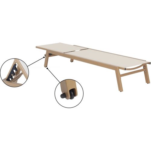 Lot De 2 Bains De Soleil En Aluminium Imitation Bois "elysia" - Ecru