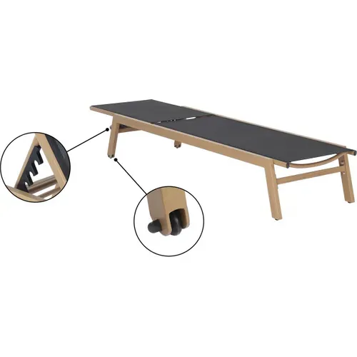 Lot De 2 Bains De Soleil En Aluminium Imitation Bois "elysia" - Noir