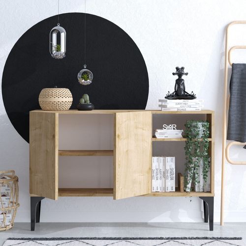 Buffet En Bois "oscar" - 120 X 40 X 80 Cm - Chêne Saphir Noir