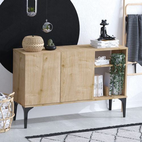 Buffet En Bois "oscar" - 120 X 40 X 80 Cm - Chêne Saphir Noir