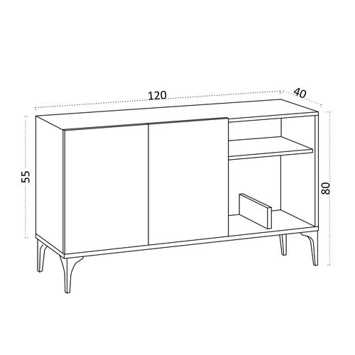 Buffet En Bois "oscar" - 120 X 40 X 80 Cm - Chêne Saphir Noir