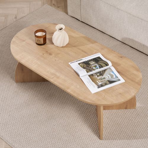 Table Basse En Bois "melina" 120 X 60 X 40 Cm - Chêne Saphir