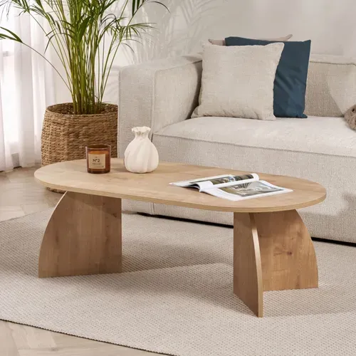 Table Basse En Bois "melina" 120 X 60 X 40 Cm - Chêne Saphir