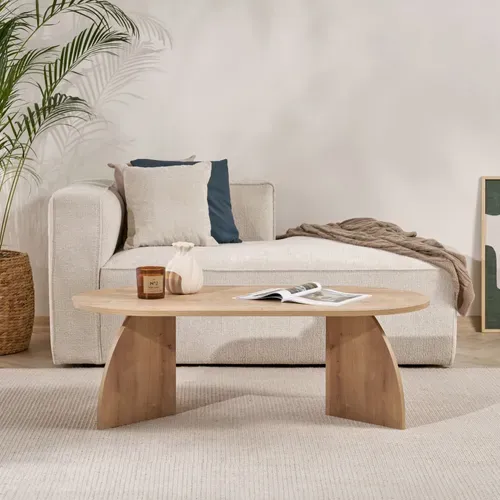 Table Basse En Bois "melina" 120 X 60 X 40 Cm - Chêne Saphir