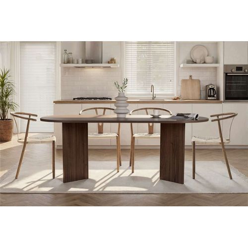 Table À Manger En Bois "sabella" 200 X 90 X 75 Cm - Noyer