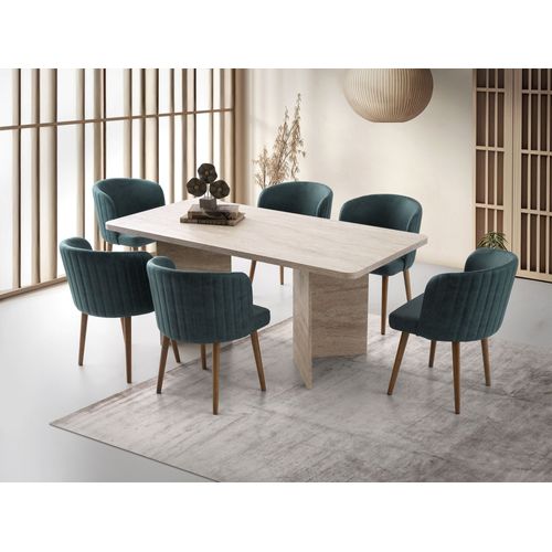 Table À Manger En Bois "lizzard" 180 X 90 X 77 Cm - Travertin