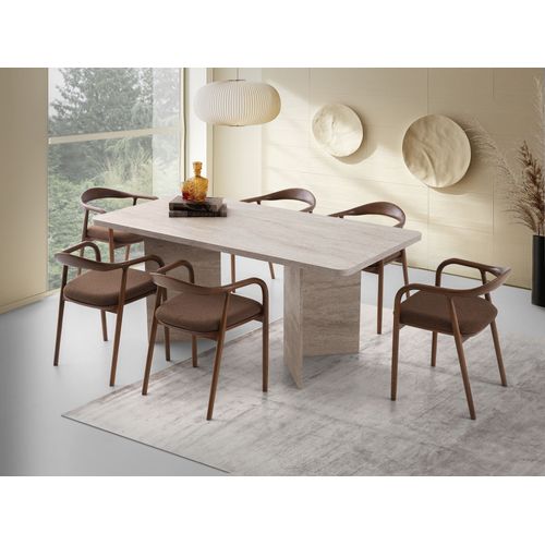 Table À Manger En Bois "lizzard" 180 X 90 X 77 Cm - Travertin