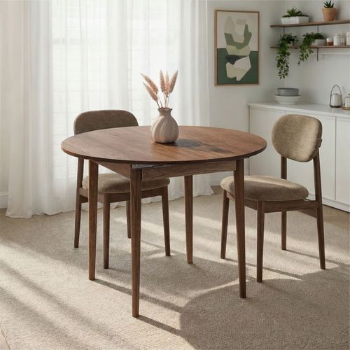Table À Manger Extensible En Bois "viona" 100 X 100 X 75 Cm - Barok Walnut