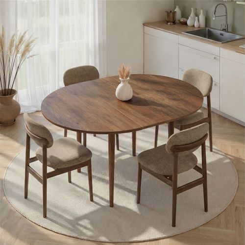 Table À Manger Extensible En Bois "viona" 100 X 100 X 75 Cm - Barok Walnut