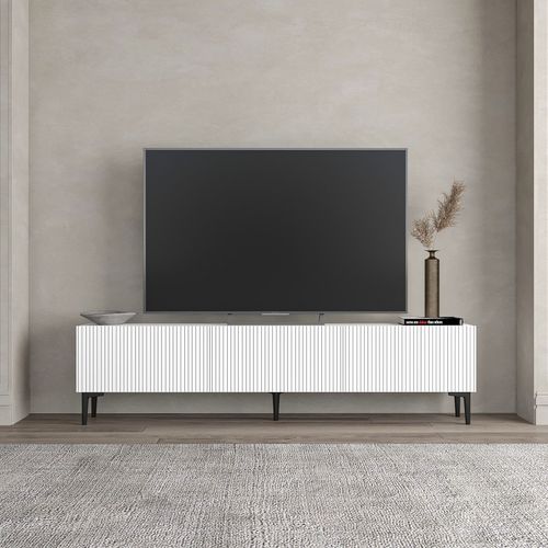 Meuble TV En Bois "oscar" - 180 X 31 X 45 Cm - Blanc