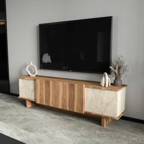 Meuble TV En Bois "diana" 180 X 33 X 50 Cm - Travertin