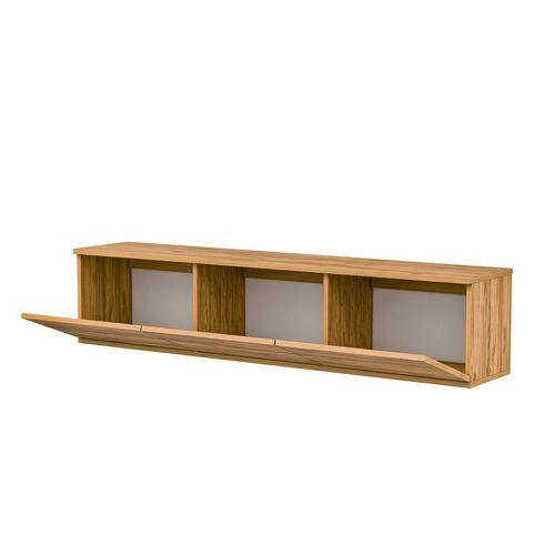 Meuble TV Suspendu En Bois Avec éclairage LED "neon" - 160 X 32 X 35 Cm - Marron Clair