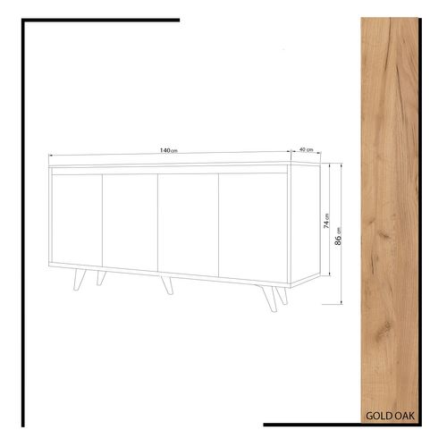 Buffet En Bois "shans" - 140 X 40 X 86 Cm - Blanc