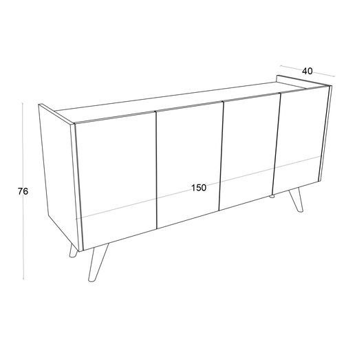 Buffet En Bois "pekin" - 150 X 40 X 76 Cm - Marron
