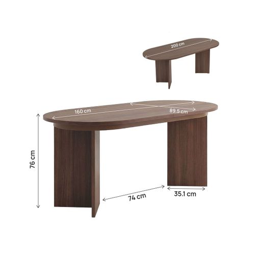 Table Repas Extensible En Bois 160/200 Cm "sorell" - 8 Places - Marron