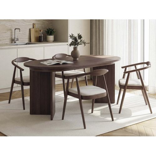 Table Repas Extensible En Bois 160/200 Cm "sorell" - 8 Places - Marron