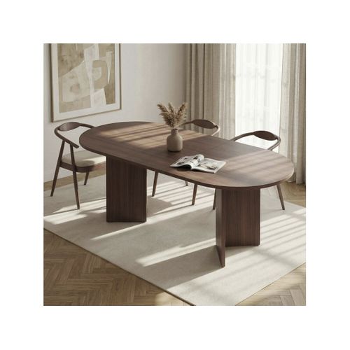 Table Repas Extensible En Bois 160/200 Cm "sorell" - 8 Places - Marron