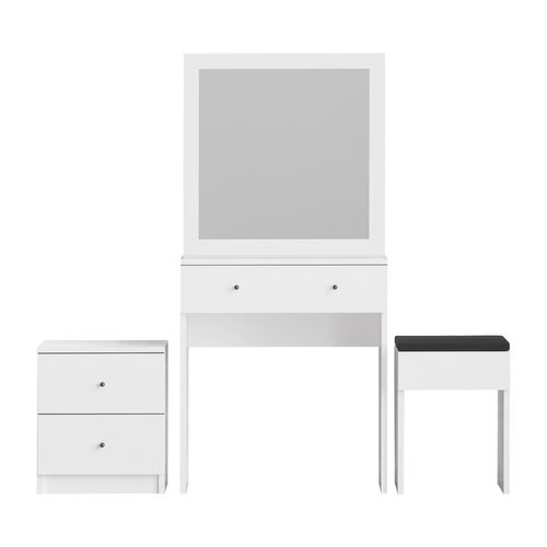Ensemble De Coiffeuse En Bois "nice" - 65 X 35 X 139 Cm - Blanc
