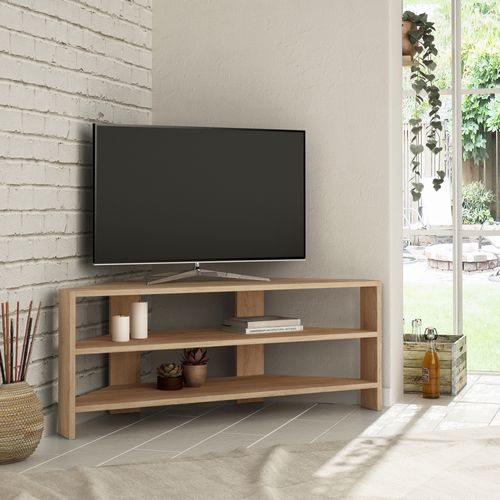 Meuble TV D'angle En Bois "thales" - 114 X 36 X 45 Cm - Beige