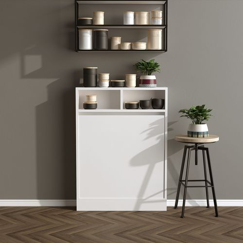 Table De Repas Pliable En Bois "bracked" - 70 X 15 X 96 Cm - Blanc