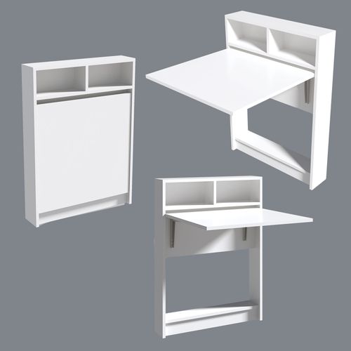 Table De Repas Pliable En Bois "bracked" - 70 X 15 X 96 Cm - Blanc