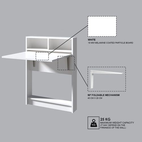 Table De Repas Pliable En Bois "bracked" - 70 X 15 X 96 Cm - Blanc