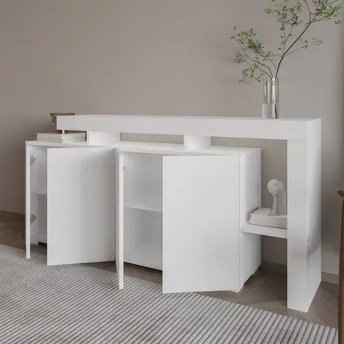 Buffet En Bois "beliz" - 170 X 35 X 80 Cm - Blanc
