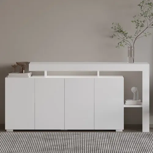 Buffet En Bois "beliz" - 170 X 35 X 80 Cm - Blanc