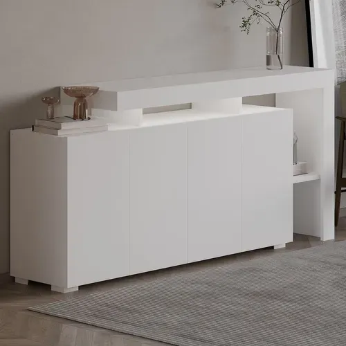 Buffet En Bois "beliz" - 170 X 35 X 80 Cm - Blanc