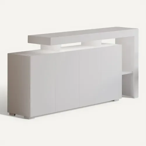 Buffet En Bois "beliz" - 170 X 35 X 80 Cm - Blanc